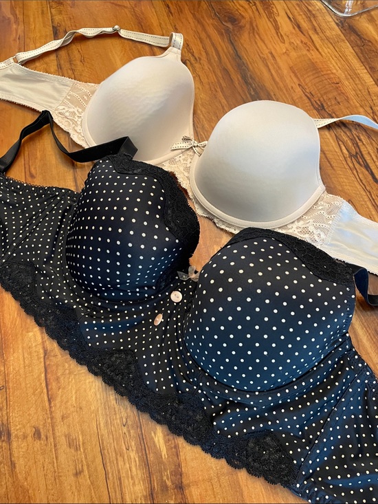 Chantelle Other - Two Boutique 34D Bras Black Polka Dot Longline Bra & Nude T-Shirt Bra EUC!